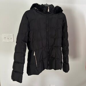 Women's Calvin Klein Puffer With Faux Fur Hood